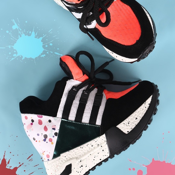 Last Size 6.5**🖤🍂Paint Splatter Lace-Up Platform - Picture 8 of 8